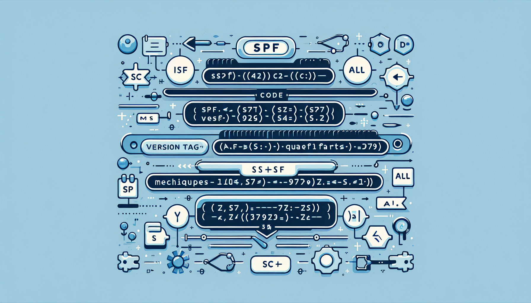 Diagram explaining SPF record syntax components and structure