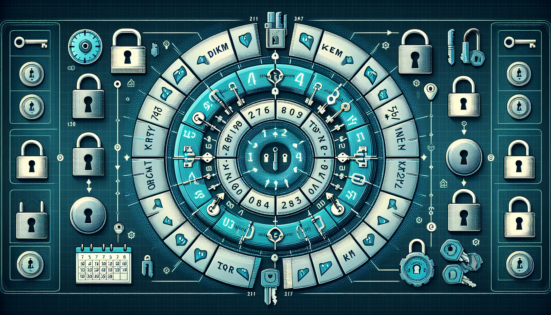 Illustration of DKIM key rotation process showing old keys being replaced with new ones